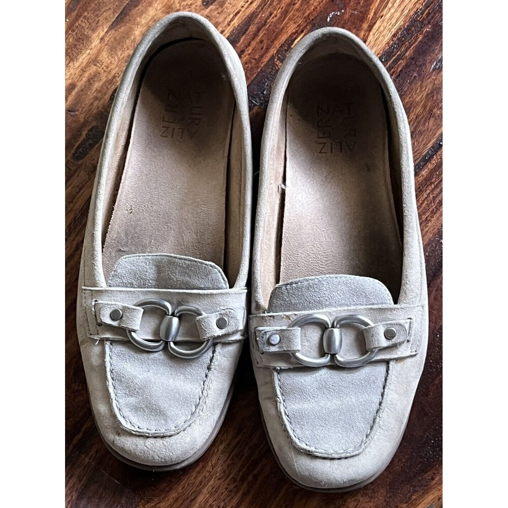 Naturalizer Shoes Slip On Loafer Flats Comfort Blue Suede Buckle 8 Career Preppy